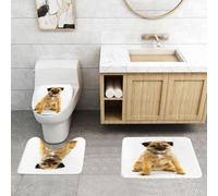 QRFASFZO Lot de 3 Tapis de Bain et Tapis de Bain Doux en Microfibre antidérapant,Absorbant l'eau,pour Douche,Baignoire et WC,Jeune et Actif Border Terrier Anglais