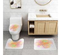 QRFASFZO Lot de 3 Tapis de Bain et Tapis de Bain Doux en Microfibre antidérapant,Absorbant l'eau,pour Douche,Baignoire et WC,Géométrie sacrée, arrière-Plan Abstrait. Alchimie, Religion, philosophie,