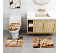 QRFASFZO Lot de 3 Tapis de Bain et Tapis de Bain Doux en Microfibre antidérapant,Absorbant l'eau,pour Douche,Baignoire et WC,Lagune de Venise. Gondoles amarrées Place Saint-Marc sur Les Grands Canal