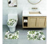 QRFASFZO Lot de 3 Tapis de Bain et Tapis de Bain Doux en Microfibre antidérapant,Absorbant l'eau,pour Douche,Baignoire et WC,Faune Tropicale, Harmonie Exotique des Animaux et des Plantes de la jungl