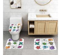 QRFASFZO Lot de 3 Tapis de Bain et Tapis de Bain Doux en Microfibre antidérapant,Absorbant l'eau,pour Douche,Baignoire et WC,Points d'interrogation en Forme de Bulle de Dialogue Pop Art.
