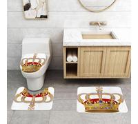 QRFASFZO Lot de 3 Tapis de Bain et Tapis de Bain Doux en Microfibre antidérapant,Absorbant l'eau,pour Douche,Baignoire et WC,Roi, Couronne Royale avec Image Semblable à Une Pierre précieuse, Symbole