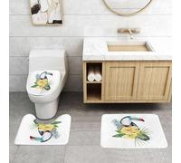 QRFASFZO Lot de 3 Tapis de Bain et Tapis de Bain Doux en Microfibre antidérapant,Absorbant l'eau,pour Douche,Baignoire et WC,Aquarelle Joie Tropicale entourée de Fruits et de Fleurs, d'ananas et de