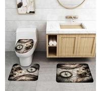 QRFASFZO Lot de 3 Tapis de Bain et Tapis de Bain Doux en Microfibre antidérapant,Absorbant l'eau,pour Douche,Baignoire et WC,Nature Morte Vintage avec Boussole, Sextant et Vieille Carte