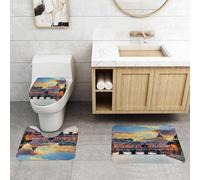 QRFASFZO Lot de 3 Tapis de Bain et Tapis de Bain Doux en Microfibre antidérapant,Absorbant l'eau,pour Douche,Baignoire et WC,Pont Saint-Ange et basilique Saint-Pierre, Le Pont et la cathédrale emblé