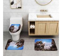 QRFASFZO Lot de 3 Tapis de Bain et Tapis de Bain Doux en Microfibre antidérapant,Absorbant l'eau,pour Douche,Baignoire et WC,Image sélective d'un pygargue à tête Blanche au Repos au Sommet de la Mon