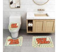QRFASFZO Lot de 3 Tapis de Bain et Tapis de Bain Doux en Microfibre antidérapant,Absorbant l'eau,pour Douche,Baignoire et WC,Citation, Message de Bulle de Dialogue de Style Pop Art Tout Le Monde Peu