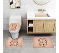 QRFASFZO Lot de 3 Tapis de Bain et Tapis de Bain Doux en Microfibre antidérapant,Absorbant l'eau,pour Douche,Baignoire et WC,Loup, Dessin Animalier de Style Ethnique dans Un Bonnet de Guerre décorat