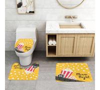 QRFASFZO Lot de 3 Tapis de Bain et Tapis de Bain Doux en Microfibre antidérapant,Absorbant l'eau,pour Douche,Baignoire et WC,Popcorn éclatant. Grande Bobine de Film. Icône de Film au Design Plat. Bo
