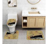 QRFASFZO Lot de 3 Tapis de Bain et Tapis de Bain Doux en Microfibre antidérapant,Absorbant l'eau,pour Douche,Baignoire et WC,Carte rétro du Titanic, Le Plus Grand Navire sur la Carte Antique du TITA
