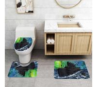 QRFASFZO Lot de 3 Tapis de Bain et Tapis de Bain Doux en Microfibre antidérapant,Absorbant l'eau,pour Douche,Baignoire et WC,Illustration à l'aquarelle d'un Navire Titanic en Train de couler avec de