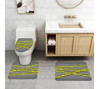QRFASFZO Lot de 3 Tapis de Bain et Tapis de Bain Doux en Microfibre antidérapant,Absorbant l'eau,pour Douche,Baignoire et WC,Décoration de Police, enquête sur Les scènes de Crime, ne passez Pas, cit