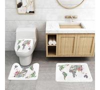 QRFASFZO Lot de 3 Tapis de Bain et Tapis de Bain Doux en Microfibre antidérapant,Absorbant l'eau,pour Douche,Baignoire et WC,Divers Billets de Banque du Monde illustrant l'économie Mondiale sous la
