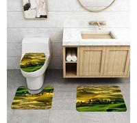 QRFASFZO Lot de 3 Tapis de Bain et Tapis de Bain Doux en Microfibre antidérapant,Absorbant l'eau,pour Douche,Baignoire et WC,Paysage toscan paisible de Pienza, vignobles de Toscane, Arbres, Prato, a