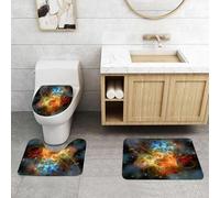 QRFASFZO Lot de 3 Tapis de Bain et Tapis de Bain Doux en Microfibre antidérapant,Absorbant l'eau,pour Douche,Baignoire et WC,L'énergie Cosmique se manifeste dans la symphonie des Couleurs, des phéno