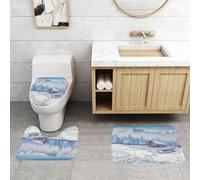 QRFASFZO Lot de 3 Tapis de Bain et Tapis de Bain Doux en Microfibre antidérapant,Absorbant l'eau,pour Douche,Baignoire et WC,Vue du Mont Blanc Depuis Le Village de Charousse Chamonix France