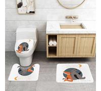 QRFASFZO Lot de 3 Tapis de Bain et Tapis de Bain Doux en Microfibre antidérapant,Absorbant l'eau,pour Douche,Baignoire et WC,Carte de vœux Romantique avec Ours et Renard. Carte sur l'amitié. Je t'ai