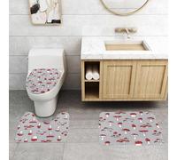 QRFASFZO Lot de 3 Tapis de Bain et Tapis de Bain Doux en Microfibre antidérapant,Absorbant l'eau,pour Douche,Baignoire et WC,avec des éléments d'aquarelle sur Un thème d'automne avec des Champignons