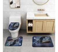 QRFASFZO Lot de 3 Tapis de Bain et Tapis de Bain Doux en Microfibre antidérapant,Absorbant l'eau,pour Douche,Baignoire et WC,Le paquebot Titanic s'est écrasé Contre Un Iceberg en 1912 dans l'océan A