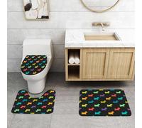 QRFASFZO Lot de 3 Tapis de Bain et Tapis de Bain Doux en Microfibre antidérapant,Absorbant l'eau,pour Douche,Baignoire et WC,Amoureux des Chiens, Silhouettes de Chiens colorées, Chien West Highland