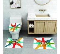 QRFASFZO Lot de 3 Tapis de Bain et Tapis de Bain Doux en Microfibre antidérapant,Absorbant l'eau,pour Douche,Baignoire et WC,Jeunesse, thème de coopération communautaire Mains colorées Ensemble acco