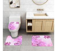 QRFASFZO Lot de 3 Tapis de Bain et Tapis de Bain Doux en Microfibre antidérapant,Absorbant l'eau,pour Douche,Baignoire et WC,Décor de Spa, pétales d'orchidées Sauvages dans Un Bouquet Monochrome