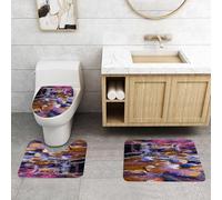 QRFASFZO Lot de 3 Tapis de Bain et Tapis de Bain Doux en Microfibre antidérapant,Absorbant l'eau,pour Douche,Baignoire et WC,Cascade, rivière féerique, Peinture Parmi des rochers colorés, Univers AR