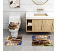 QRFASFZO Lot de 3 Tapis de Bain et Tapis de Bain Doux en Microfibre antidérapant,Absorbant l'eau,pour Douche,Baignoire et WC,Le Colisée de Rome, l'amphithéâtre Romain se Dresse majestueusement sous