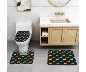 QRFASFZO Lot de 3 Tapis de Bain et Tapis de Bain Doux en Microfibre antidérapant,Absorbant l'eau,pour Douche,Baignoire et WC,Amoureux des Chiens, Silhouettes de Chiens colorées, Chien West Highland