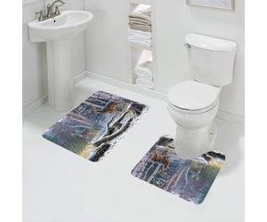 QRFASFZO Rururug Lot de 2 Tapis Salle de Bain,Souche de Bouleau enneigée de la forêt de Rennes,Tapis WC Contour et Tapis de Bain,Microfibre Tapis de Douche antidérapant