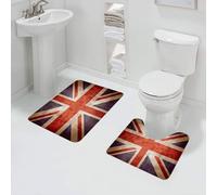 QRFASFZO Rururug Lot de 2 Tapis Salle de Bain,Union Jack rétro, Le Drapeau nnique élimine l'Union Jack, Union Jack emblémati,Tapis WC Contour et Tapis de Bain,Microfibre Tapis de Douche antidérapant