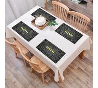 QRFASFZO Sets de Table Lavable, Lot de 6 Sets de Table Plastique PVC, Résistant à la Chaleur, Antidérapant,Formules mathématiques dessinées à la Main sur Tableau Noir pour la Couverture de li,45x30cm