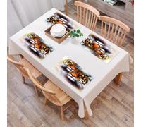 QRFASFZO Sets de Table Lavable, Lot de 6 Sets de Table Plastique PVC, Résistant à la Chaleur, Antidérapant,Tigre majestueux avec de Magnifiques Doubles Portraits, Tigre dans l'art, Tigre féro,45x30cm