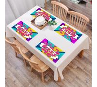 QRFASFZO Sets de Table Lavable, Lot de 6 Sets de Table Plastique PVC, Résistant à la Chaleur, Antidérapant,Bulle de Dialogue « Embrasse-Moi ». Message de Style Bande dessinée Pop Art.,45x30cm