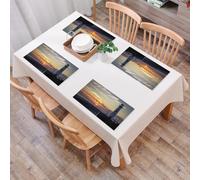 QRFASFZO Sets de Table Lavable, Lot de 6 Sets de Table Plastique PVC, Résistant à la Chaleur, Antidérapant,Décoration de Phare, Lever de Soleil du Michigan Le Long des rives du Magnifique St.,45x30cm