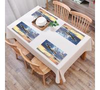 QRFASFZO Sets de Table Lavable, Lot de 6 Sets de Table Plastique PVC, Résistant à la Chaleur, Antidérapant,Jets taires planant dans Le Ciel Dramatique, Danse aérienne des Avions de Guerre au,45x30cm