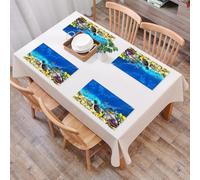 QRFASFZO Sets de Table Lavable, Lot de 6 Sets de Table Plastique PVC, Résistant à la Chaleur, Antidérapant,Exposition de biodiversité Marine, Poissons tropicaux de différentes Couleurs Vivant,45x30cm