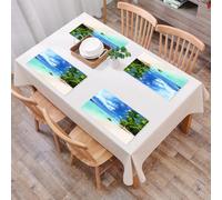 QRFASFZO Sets de Table Lavable, Lot de 6 Sets de Table Plastique PVC, Résistant à la Chaleur, Antidérapant,Vacances, Paysage Marin Asiatique, Nature, détente, Photo, Plage idyllique aux Seych,45x30cm