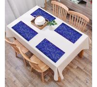 QRFASFZO Sets de Table Lavable, Lot de 6 Sets de Table Plastique PVC, Résistant à la Chaleur, Antidérapant,Guide de l'horoscope, Une Compilation des Signes du Zodiaque avec Son nom, Fond Bleu,45x30cm