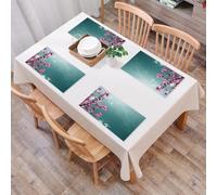QRFASFZO Sets de Table Lavable, Lot de 6 Sets de Table Plastique PVC, Résistant à la Chaleur, Antidérapant,Image de Branches de Feuilles Roses, sur Le Ciel Bleu, évoquant Un Miracle,45x30cm