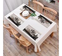 QRFASFZO Sets de Table Lavable, Lot de 6 Sets de Table Plastique PVC, Résistant à la Chaleur, Antidérapant,Noir et Blanc, thème londonien Tower Bridge dans The Famous,45x30cm