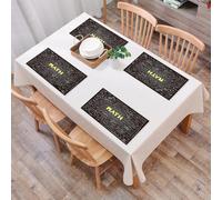 QRFASFZO Sets de Table Lavable, Lot de 6 Sets de Table Plastique PVC, Résistant à la Chaleur, Antidérapant,Décoration de Classe de mathématiques, Tableau Noir avec Mots mathématiques,45x30cm