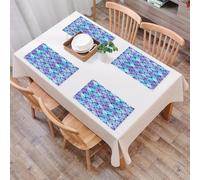 QRFASFZO Sets de Table Lavable, Lot de 6 Sets de Table Plastique PVC, Résistant à la Chaleur, Antidérapant,Art, Un Dessin répétitif d'aquarelle décoré d'écailles dans des Ombres Bleues et vio,45x30cm