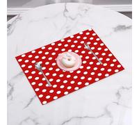 QRFASFZO Sets de Table Lavable, Lot de 6 Sets de Table Plastique PVC, Résistant à la Chaleur, Antidérapant,Motif à Pois Rouges et Blancs, Dessin de Points Blancs Uniformes sur Fond Rouge,45x30cm