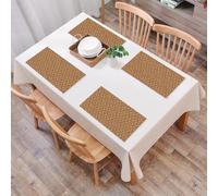 QRFASFZO Sets de Table Lavable, Lot de 6 Sets de Table Plastique PVC, Résistant à la Chaleur, Antidérapant,Motif Kente, Motifs Ethniques Traditionnels dans Les Tons Marron des peuples autocht,45x30cm