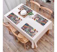 QRFASFZO Sets de Table Lavable, Lot de 6 Sets de Table Plastique PVC, Résistant à la Chaleur, Antidérapant,Art Moderne, Fille Talisman Sexy avec Attrape-rêves Indien et Tribal Trouble,45x30cm