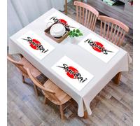 QRFASFZO Sets de Table Lavable, Lot de 6 Sets de Table Plastique PVC, Résistant à la Chaleur, Antidérapant,Japonais, Lettrage de samouraï sur la Figure du Soleil, Pouvoir de l'homme Empereur,45x30cm