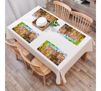 QRFASFZO Sets de Table Lavable, Lot de 6 Sets de Table Plastique PVC, Résistant à la Chaleur, Antidérapant,Paysage Urbain, Vieux bâtiments à Amsterdam Noord Ferry, Ville culturelle des Pays-B,45x30cm