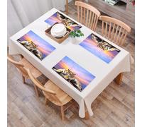 QRFASFZO Sets de Table Lavable, Lot de 6 Sets de Table Plastique PVC, Résistant à la Chaleur, Antidérapant,Tigre majestueux avec de Magnifiques Doubles Portraits, Tigre dans l'art, Tigre féro,45x30cm