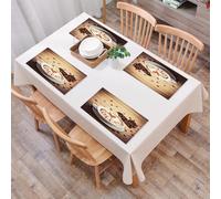 QRFASFZO Sets de Table Lavable, Lot de 6 Sets de Table Plastique PVC, Résistant à la Chaleur, Antidérapant,Tasse de café Marron Italien, Dessin de cœur d'amour, Latte, Gros Plan, Nourriture,45x30cm